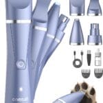 oneisall Dog Paw Trimmer 4 in 1, Low Noise Dog Clippers for Grooming, Cordless Dogs Grooming Kit Nail Grinder, IPX7 Waterproof Puppy Shaver for Pets's Paws, Eyes, Ears, Face, Rump