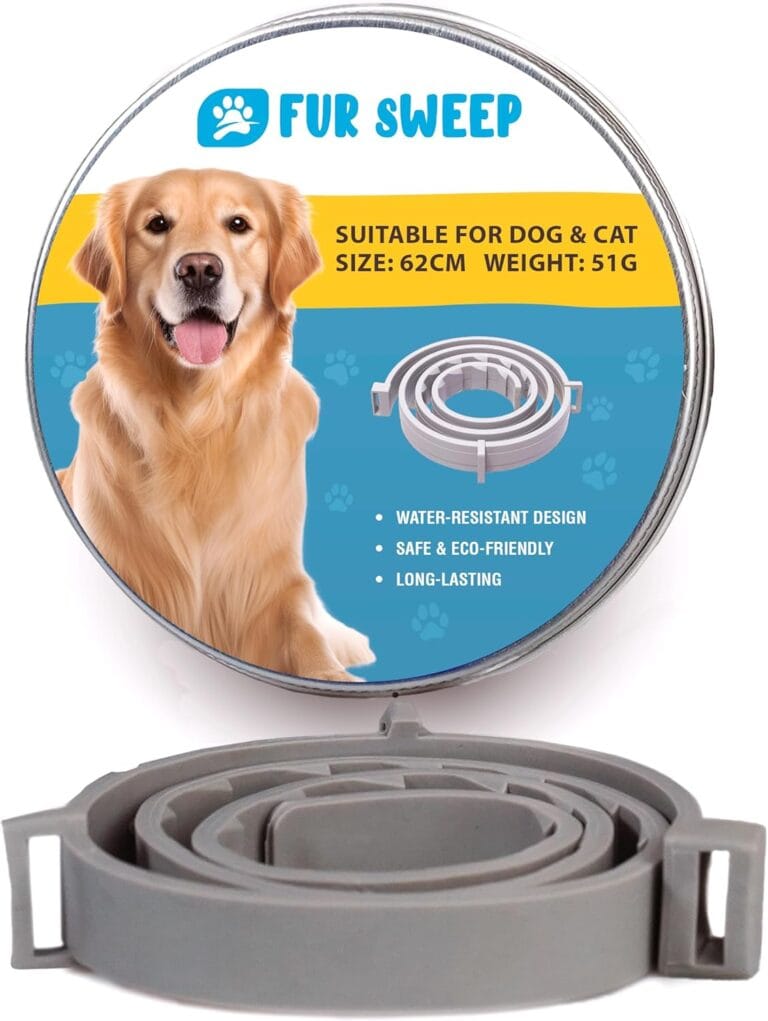 Fur Sweep Soft-Touch Adjustable Dog Collar  Lightweight Water-Resistant Eco Recycled TPE, Hypoallergenic Comfort, Trim-to-Fit 62 cm (24 in) Length for Small, Medium & Large Pets, Cat Collar Gray