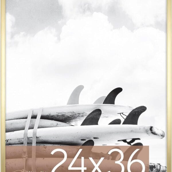 MCS Foundation 24x36 Poster Frame Traditional Brass, Vertical & Horizontal Wall Hanging Large Picture Frame for Photos, Posters & Art Prints (1-Pack)