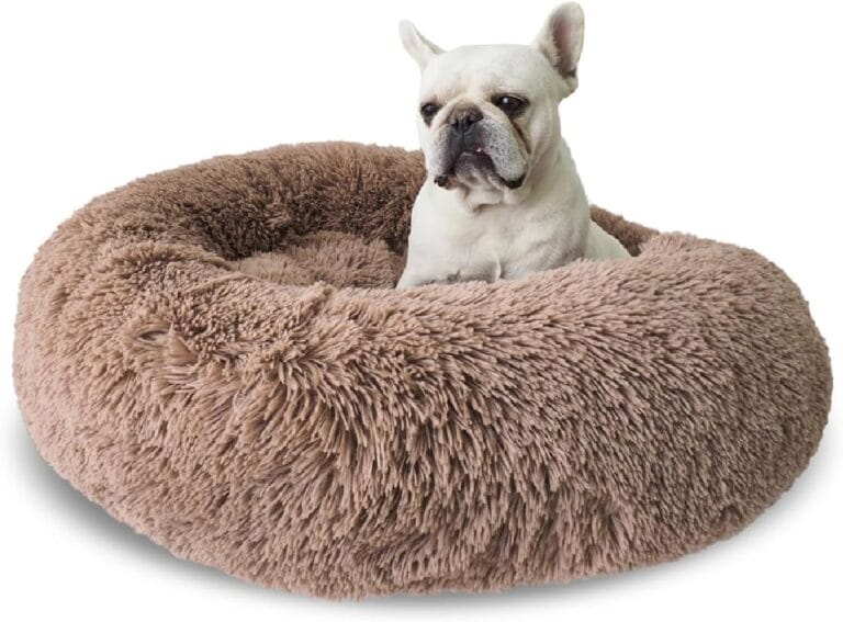 Donut Bed + Free Removable Cooling mat, Calming Dog Bed Washable Ideal for Small to Large Dogs and Cats & Round Dog Bed, Multiple Sizes,Brown, Combo Small (23" L x 23" W x 7" Th)