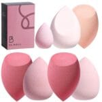 Makeup Sponge Set BS-MALL with Storage Case 7 Pcs for Liquid, Cream, and Powder,SAVE Foundation with 1 Mini Makeup Sponge For Travel Daily Use (A-Pink
