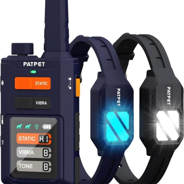PATPET Dog Training Collar with Remote, 4200FT E-Collar with LED Light, 3 Training Modes Beep, Vibration, Static, Rechargeable Electric Collar for Medium Large Dogs