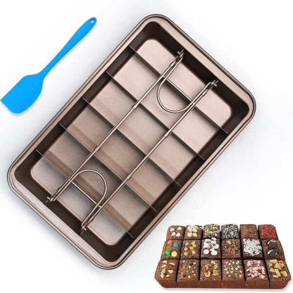 Brownie Pan with DividersNonstick Carbon Steel Baking Loaf Pan Baking Pan Baking Pan18 Pre-Cut Square Molds for Brownie Bite, Cake, Fudges and Chocolate