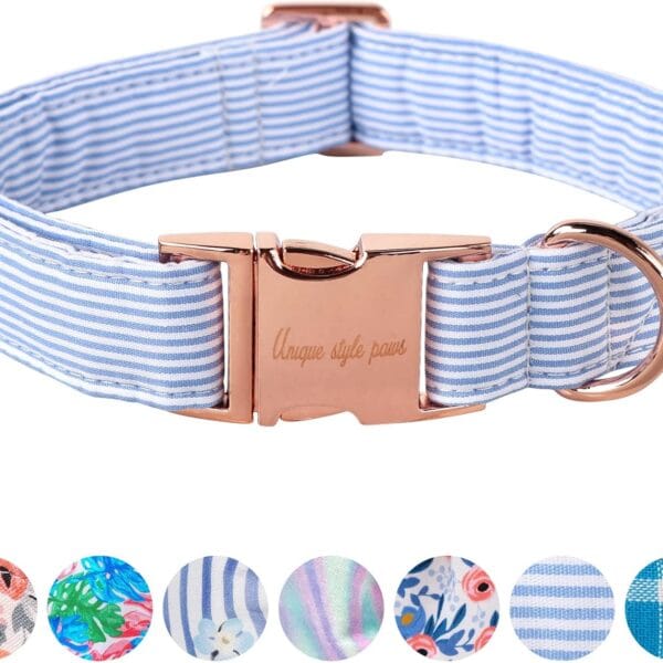 Unique style paws Dog Collar Metal Buckle Blue Stripe Collar Gift Durable Cute Collar for Small Medium Large Boys Girls Dogs