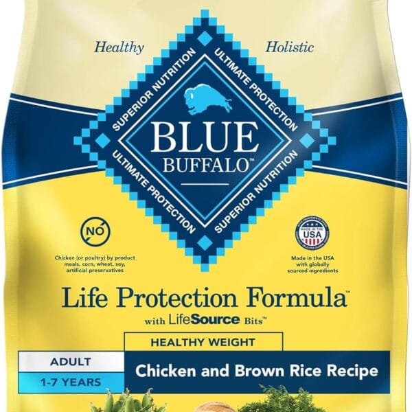 Blue Buffalo Life Protection Formula Healthy Weight Adult Dry Dog Food, Supports an Ideal Weight, Made with Natural Ingredients, Chicken & Brown Rice Recipe, 30-lb Bag