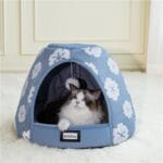 BALANCE Cat Beds for Indoor Cats, 2-in-1 Cat Bed Cave with Anti-Slip Bottom and Ultra-Soft Plush, Cozy Cats House Tent for Kittens and Small Dogs, 19 Inches, Blue