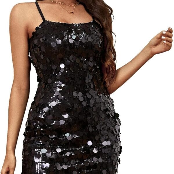 Sequin Dress for Women Spaghetti Strap Sexy Dresses Glitter Sparkly Mini Dress