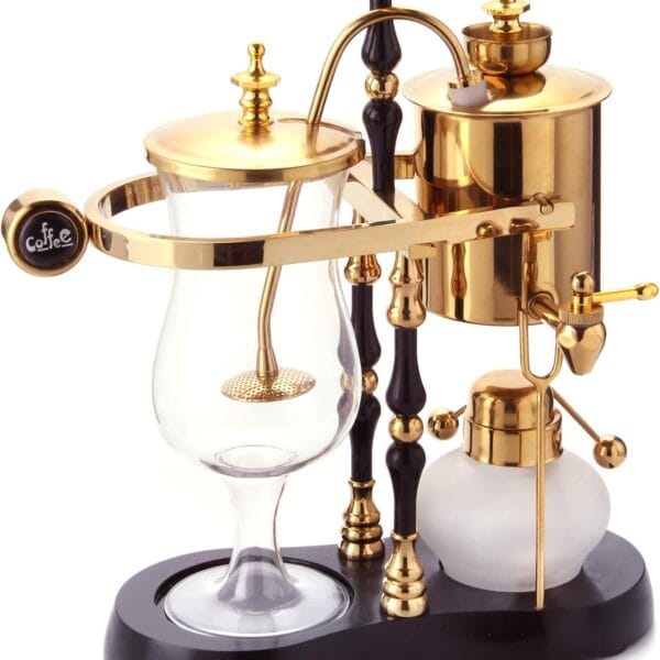 Diguo Belgian/Belgium Family Balance Siphon/Syphon Coffee Maker, Elegant Double Ridged Fulcrum with Tee Handle (Egyptian Black & Gold)
