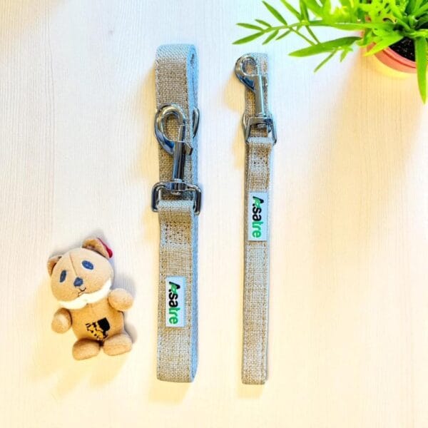 Hemp Dog Leash 4ft Eco-Friendly Sustainable Pet Lead, Durable Natural Hemp & Cotton Leash, Soft on Hands, Vegan, Strong Metal Clasp by Asatre (Beige, Medium)