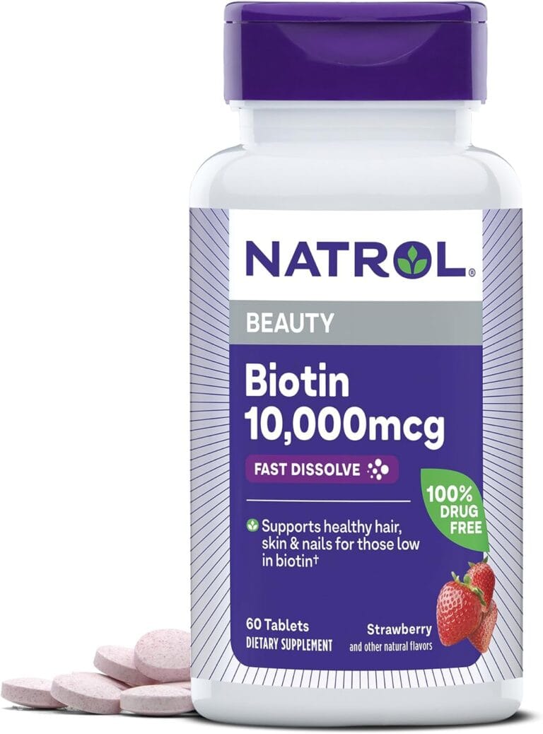 Natrol Biotin 10000mcg, 4X Faster Dissolve Supplement for Healthy Hair, Skin and Nails for Those Low in Biotin, Plus Energy Metabolism Support, 60 Tablets, Up to a 60 Day Supply
