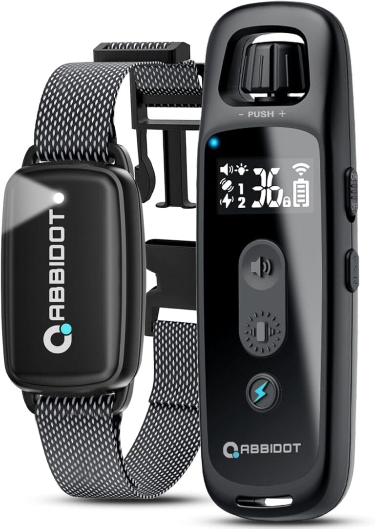 ABBIDOT Dog Shock Collar, 3300 FT Dog Training Collar with Remote, IPX7 Waterproof with 4 Training Modes, Rechargeable E-Collar for Small Medium Large Dogs (5-120 lbs) (Pure Black, 1 Collar)