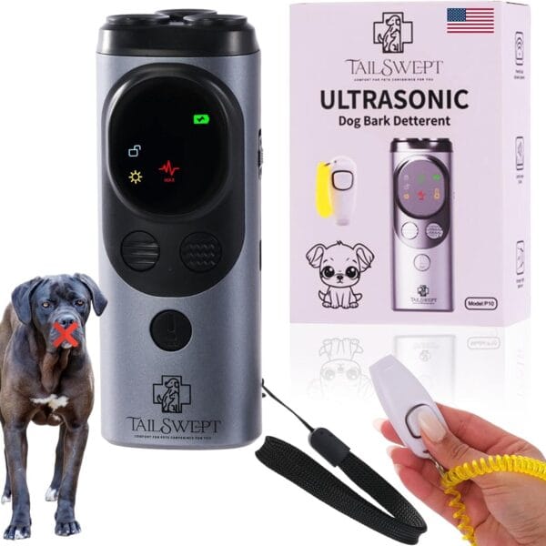 Dog Bark Deterrent Devices 3-in-1 Ultrasonic Anti Barking Device for Dogs with Clicker & Whistle | Dual Frequency True Ultrasonic Dog Bark Deterrent (50FT) | Rechargeable, Humane Training