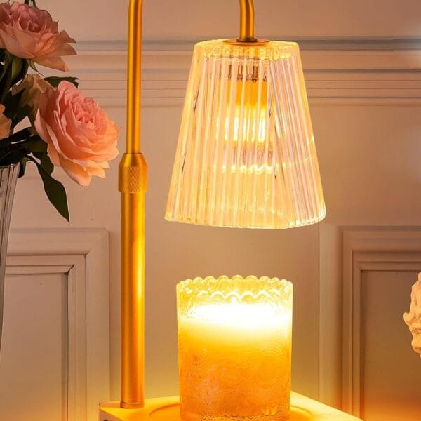 Candle Warmer Lamp Timer Adjustable - Height Wax Melt Electric Light Warming Dimmable Top Melter Heater For Melting Heating Small Jar Candles Gifts Women Mom Birthday Home Desk Decor with 2 Bulbs