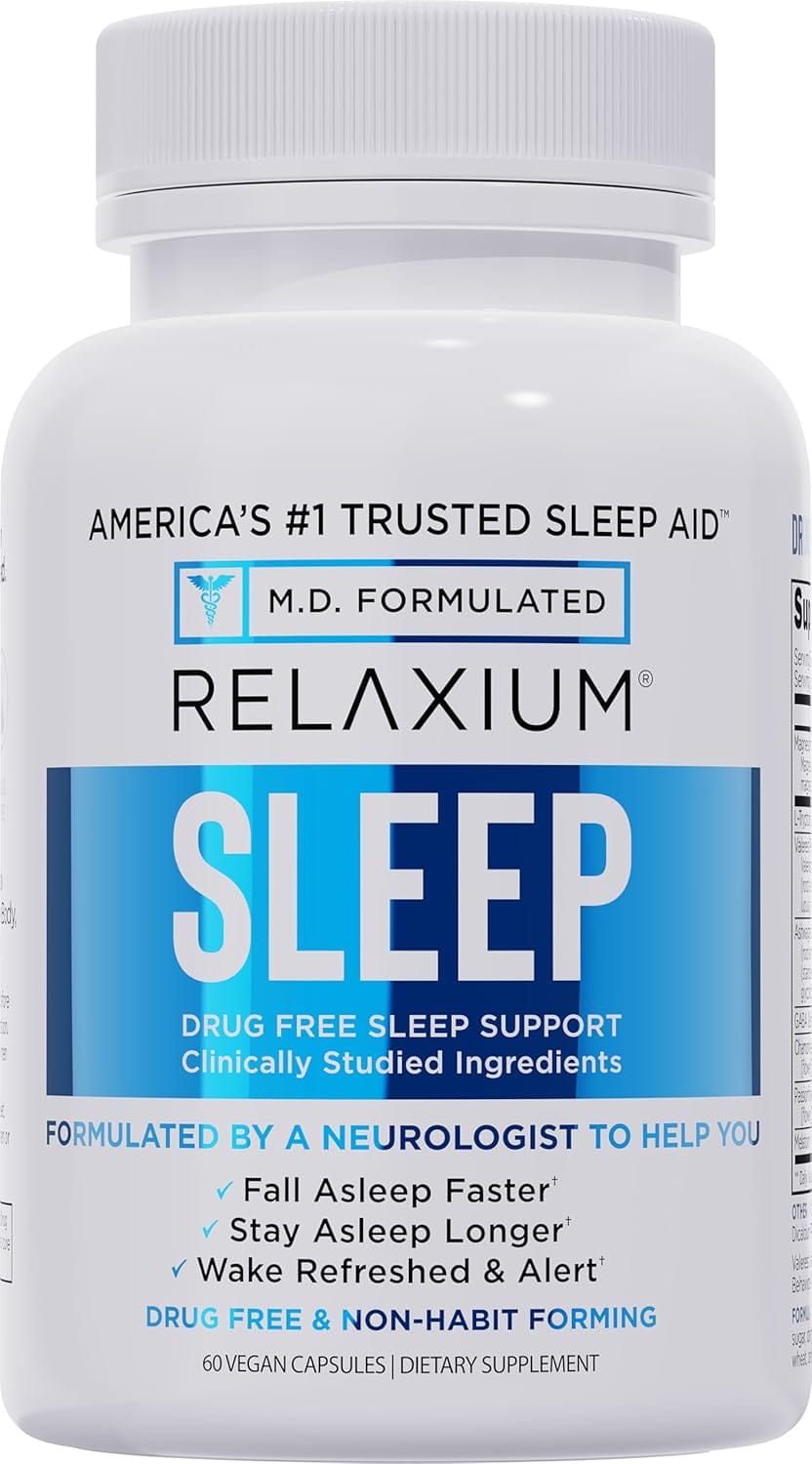 Relaxium Sleep Aid For Adults, Melatonin 5mg With Magnesium Glycinate, Sleep Promoting Valerest & Ashwagandha, Non Habit Forming Sleep Supplement, 60 Capsules, 30 Day Supply Relaxium Sleep Aid for Adults, Melatonin 5mg with Magnesium Glycinate, Sleep-Promoting Valerest & Ashwagandha, Non-Habit Forming Sleep Supplement, 60 Capsules, 30-Day Supply