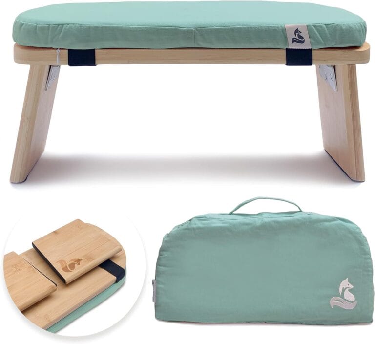 metaFox Meditation Bench | Foldable Bamboo Stool with Cushion and Carry Bag | for Your Mindfulness and Meditation Practice | Alternative to Meditation Cushion