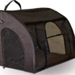 Soft Pet Travel Car Seat Crate for Large Size Dog or Cat - Folds Flat - Storage Bag Included - Black Color - Portable with Case