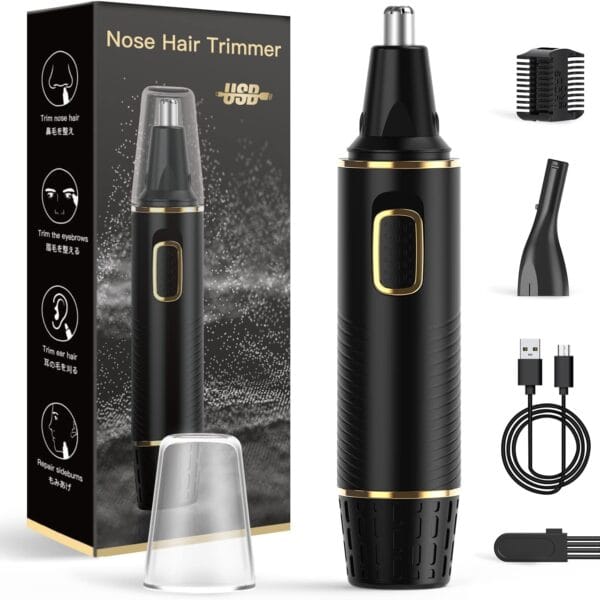 Nose Hair Trimmer for Men, 2025 Painless USB Rechargeable Nose Hair Trimmer, Ear and Nose Hair Trimmer for Men, Professional Facial Hair Trimmer with IPX7 Waterproof Dual Edge Blades