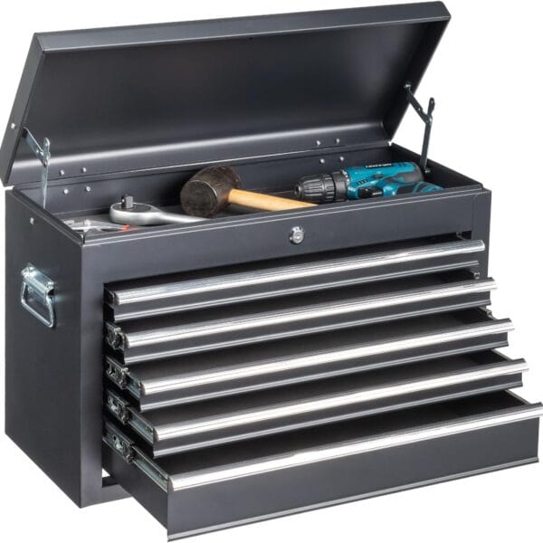 Winado 24" Portable Tool Box, 5 Drawers & Top Storage Tray Tool Box with Drawers, Lockable Metal Tool Chest Cabinet for Garage, Warehouse, Repair Shop & Home