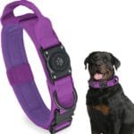 Tactical AirTag Dog Collar, 100% Waterproof Integrated Apple Air Tag Dog Collars with Hard PC AirTag Holder, Adjustable Military Collar with Handle, GPS Dog Collar for Medium Large Dogs