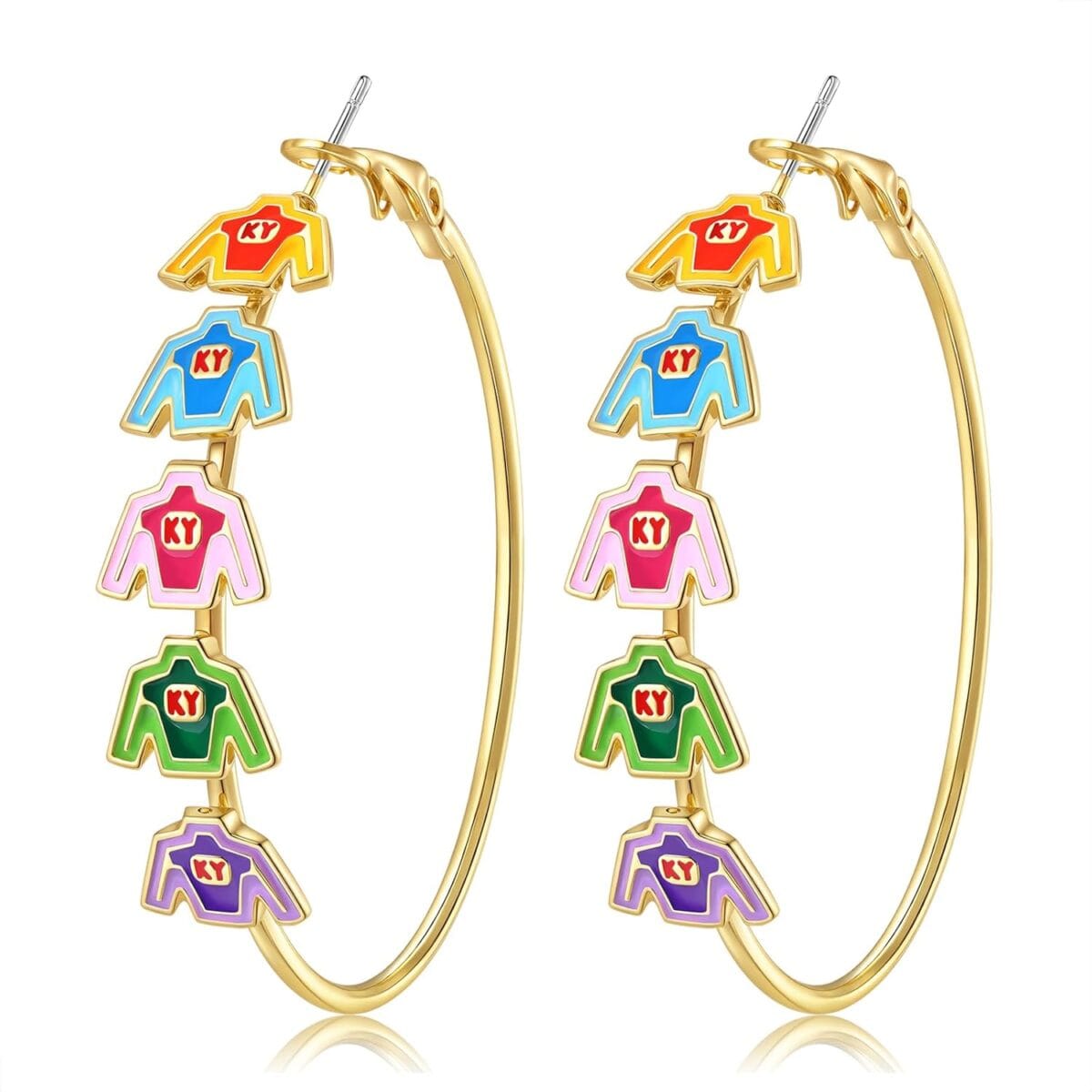 Kentucky Derby Earrings for Women Race Horse Riding Suit Horseshoe Hoop Earrings Kentucky Derby Outfits Accessories Jewelry Gifts