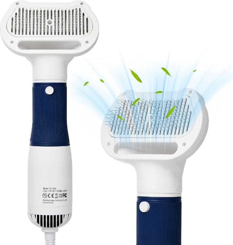 3-in-1 Dog Hair Dryer with Slicker Brush for Small and Medium-Sized Dogs and Cats Pet Hair Dryer Dog Blow Dryer Portable Overheat Protection Adjustable Temperature