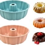 2 Pack Silicone Bundt Cake Pan Nonstick,10 Inch, Silicone Cake Molds,Pound Cake Pan, Baking Pan for Jello,Gelatin,Cake,Brownie and BreadPink+Blue