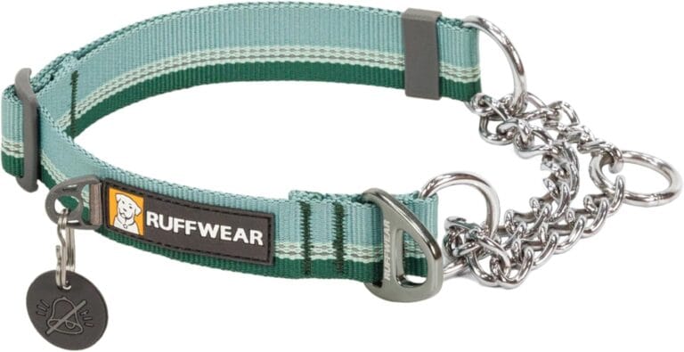 Ruffwear, Chain Reaction Dog Collar, Adjustable Reflective Martingale Escape-Proof Collar with Stainless Steel Chain, Professional Training Control, River Rock Green, 20"-26"