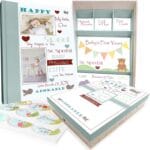 Baby Memory Book w/Keepsake Box & 30 Monthly & Baby First Milestone Stickers - Gender Neutral First Year Scrapbook Journal - Baby Photo Album for Boys