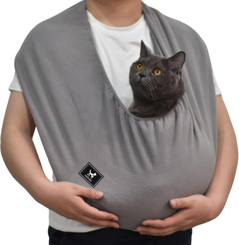 Cat Sling Carrier Critter Cuddler  Indoor Cozy Pet Sling for Cats, Kittens & Small Dogs, Soft Hands Free Cuddle Bag for Snuggling at Home with Cat and Kitty (Dark Gray, Medium)