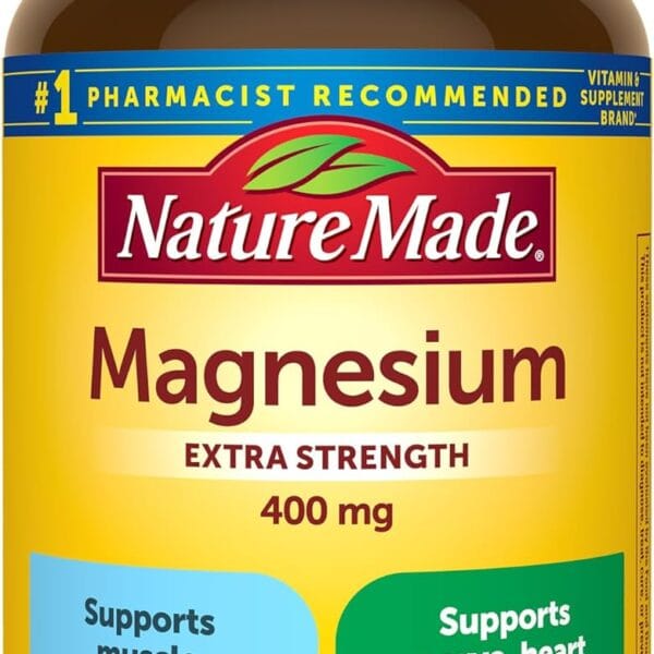 Nature Made Magnesium Oxide 400 mg Softgels, Extra Strength Magnesium Supplements for Men and Women, Support for Muscle, Nerve, Bone and Heart, 110 Day Supply