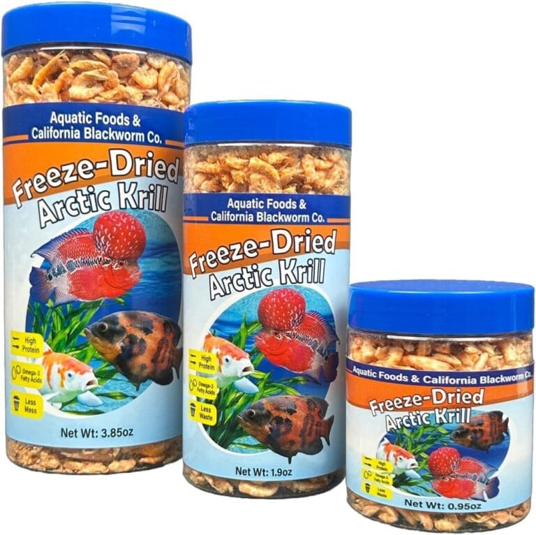 Aquatic Foods Inc. Arctic Krill, Freeze Dried Krill, High in Natural Color Enhancing for Large Cichlids, Tropical Fish, Koi, Turtles, 12-Type Pellet Mix & 4-Type Wafer Mix Included 0.95oz Canister