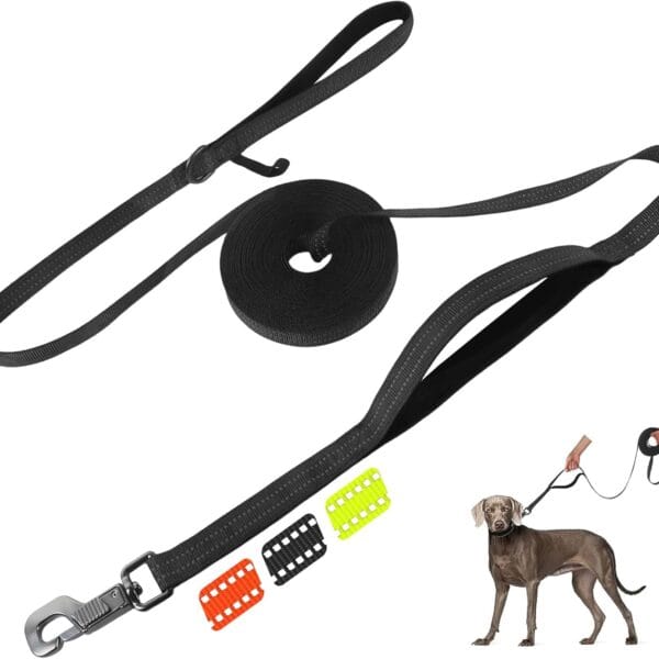 Fida Long Leash for Dogs with Traffic Handle,30ft 50ft Long Dog Leash Reflective Puppy Obedience Recall Training Agility Lead Soft Padded Design for Small Medium Large Breeds(33ft,Black)