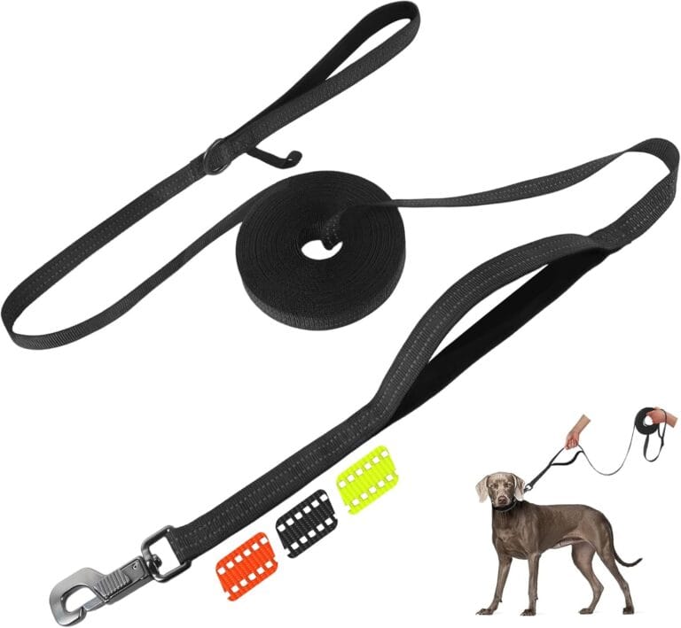Fida Long Leash for Dogs with Traffic Handle,30ft 50ft Long Dog Leash Reflective Puppy Obedience Recall Training Agility Lead Soft Padded Design for Small Medium Large Breeds(33ft,Black)