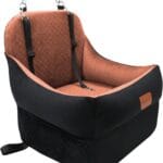 Dog Booster Car Seat for Small/Medium Dogs up to 30 lbs,Interior 7 Inches Elevated Pet Booster Seat,Ultra Soft Fabric and Memory Foam Car Dog Bed,Safety,Comfy,Fully Detachable Washable(H-Black/Brown)