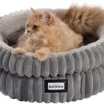BALANCE Cat Bed Kitten Bed, Washable Round Cat Beds for Indoor Cats, Super Soft Plush Faux Fur Pet Bed for Puppy and Kitten with Anti-Slip Bottom