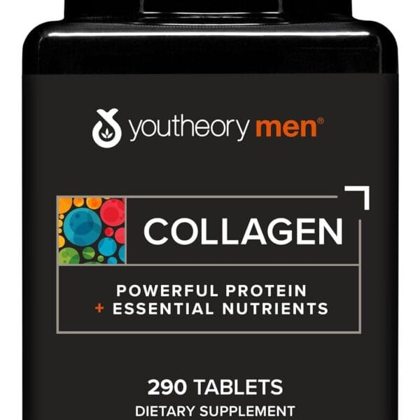 Youtheory Men's Collagen - 5,000 mg - Daily Collagen Supplement for Men - with 18 Amino Acids - Joint, Bone, Muscle, Hair Growth, Nail & Skin Support* - 290 Tablets (48-Day Supply)