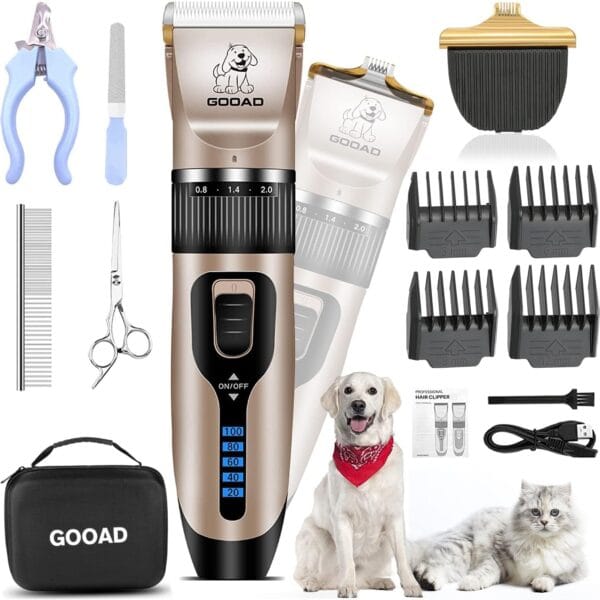 Dog Clippers for Grooming,Dog Grooming Kit for Heavy Thick Hair&Coats/Low Noise Rechargeable Cordless Hair Trimmer/Pet Shaver with Paw Trimmer for Small & Large Dogs Cats