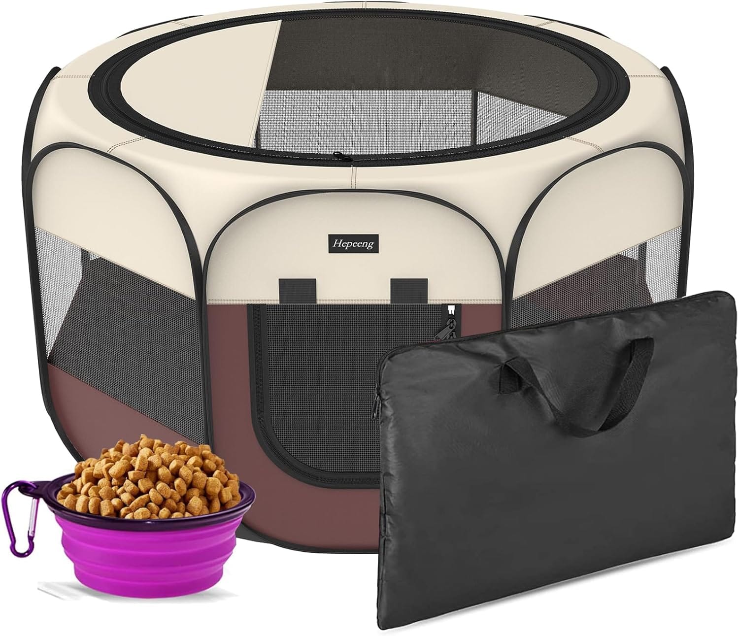 Portable Pet Playpen, 8-Panel Indoor/Outdoor Puppy Pen with Shade Cover & Travel Bag - Waterproof Dog Cat Tent Includes Collapsible Bowl Portable Pet Playpen, 8-Panel Indoor/Outdoor Puppy Pen with Shade Cover & Travel Bag - Waterproof Dog Cat Tent Includes Collapsible Bowl
