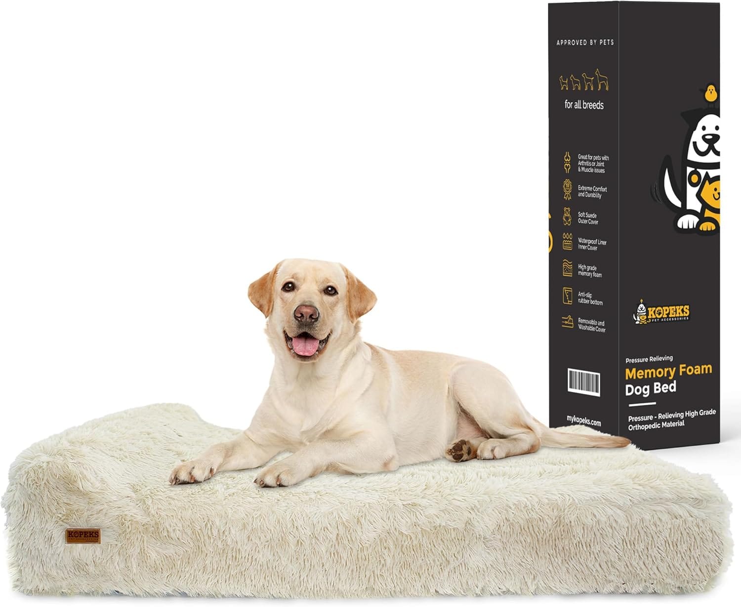 KOPEKS Orthopedic Memory Foam Dog Bed 7" Inch Thick Extra Large Dog Bed with Pillow Fluffy Brown 50"x34"x10" Includes Waterproof Liner & Durable Removable Cover with Smart Design KOPEKS Orthopedic Memory Foam Dog Bed 7" Inch Thick Extra Large Dog Bed with Pillow Fluffy Brown 50"x34"x10" Includes Waterproof Liner & Durable Removable Cover with Smart Design