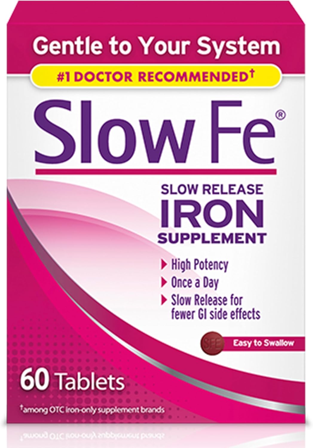 Slow Fe 45mg Iron Supplement for Iron Deficiency, Slow Release, High Potency, Easy to Swallow Tablets - 60 Count Slow Fe 45mg Iron Supplement for Iron Deficiency, Slow Release, High Potency, Easy to Swallow Tablets - 60 Count