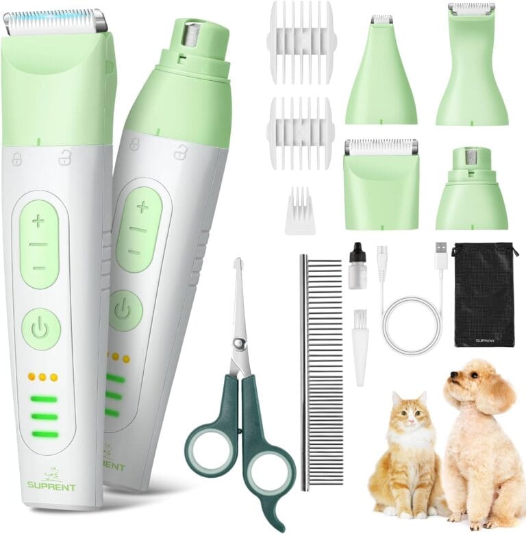 SUPRENT Dog Grooming Kit, 4 in 1 Quiet Pet Clippers for Grooming