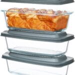 M MCIRCO 6-Piece Glass Loaf Pan with Lids Set, Meatloaf Pan With Airtight Lids, Loaf Pan For Bread, Cake, Pastries, Easy Grip, Fridge-to-Oven (1800ML/1.9Qt/ 7.2 Cups)