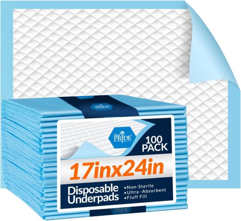 Medpride Disposable Underpads 17'' x 24'' (100-Count) Incontinence Pads, Bed Covers, Puppy Training | Thick, Super Absorbent Protection for Kids, Adults, Elderly | Liquid, Urine, Accidents
