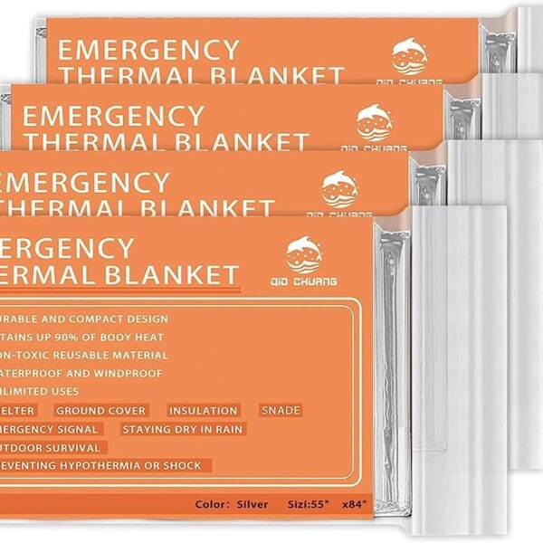 Emergency Mylar Thermal Blankets -Space Blanket Survival kit Camping Blanket (4-Pack). Perfect for Outdoors, Hiking, Survival, Bug Out Bag Marathons or First Aid 1