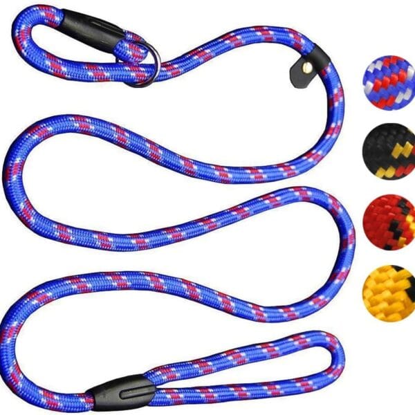 Dog Rope Leash, 5 FT Pet Slip Lead, Dog Training Leash, Standard Adjustable Pet Nylon Leash for Small Medium Dogs 10-80 lb Walking(Blue)