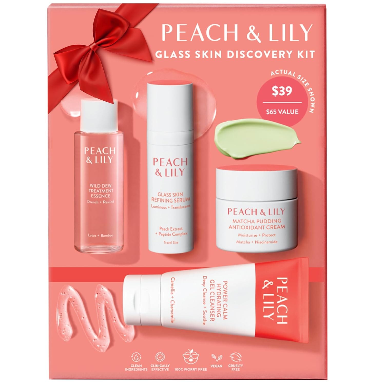 Peach & Lily Glass Skin Discovery Kit (4 Products) Cleanser, Essence, Serum, & Cream Facial Skincare Set Acne Routine Trial & Travel Size Vegan, Gluten Free, & Cruelty Free Korean Beauty Peach & Lily - Glass Skin Discovery Kit (4 Products) - Cleanser, Essence, Serum, & Cream - Facial Skincare Set - Acne Routine - Trial & Travel Size - Vegan, Gluten Free, & Cruelty Free - Korean Beauty