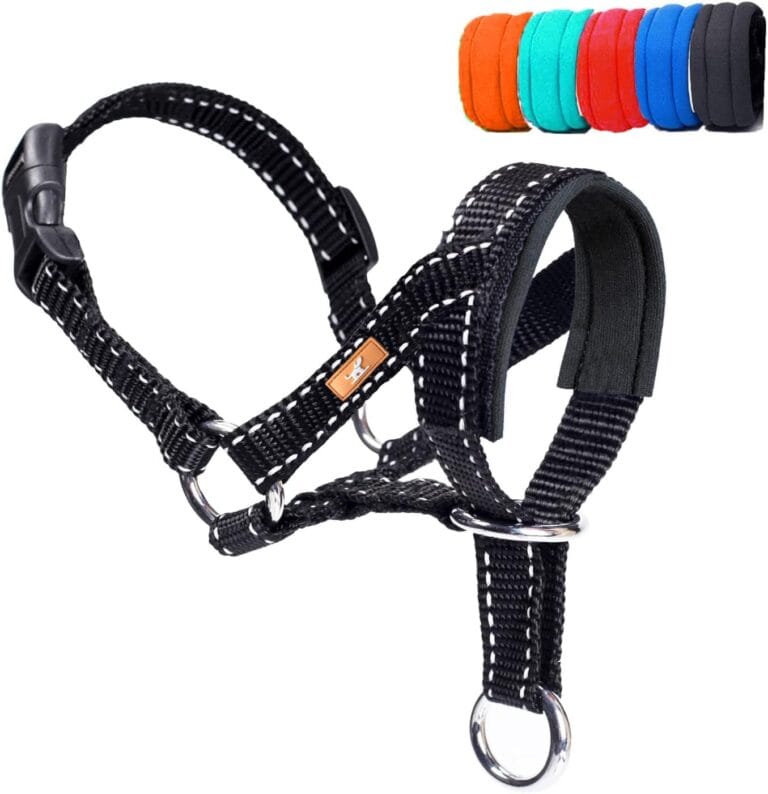 Dog Head Collar, Head Collar with Reflective Strap to Stop Pulling for Small Medium and Large Dogs, Adjustable (L, Black)