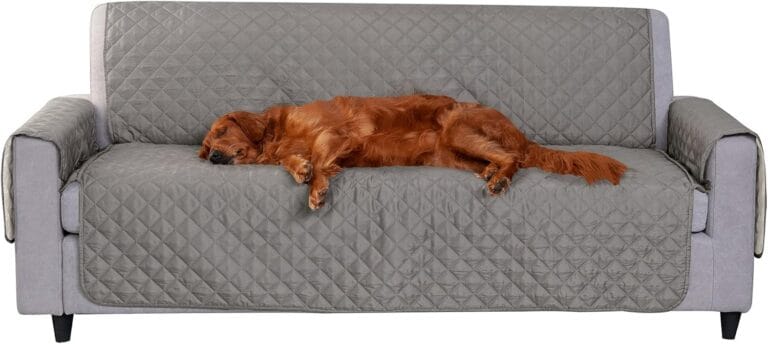 Furhaven Water-Resistant & Reversible Sofa/Couch Cover Protector for Dogs, Cats, & Children - Two-Tone Pinsonic Quilted Living Room Furniture Cover - Gray/Mist, Sofa