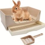 BWOGUE Large Rabbit Litter Box Toilet,Potty Trainer Corner Bedding with Drawer Larger Pet Pan for Adult Guinea Pigs, Rabbits, Hamster, Chinchilla, Ferret, Galesaur, Small Animals(White)