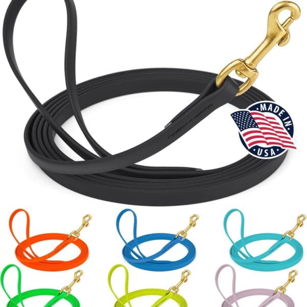 Viper Biothane Working Tracking Lead Leash Long Line for Dogs, Black 1/2" x 15ft